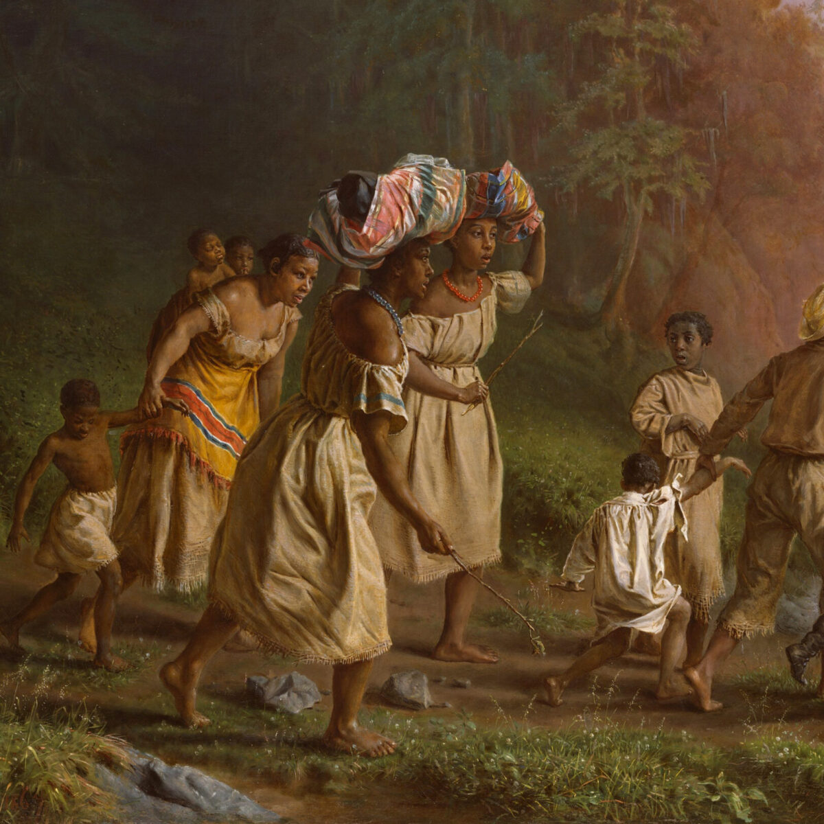 Group of enslaved people fleeing